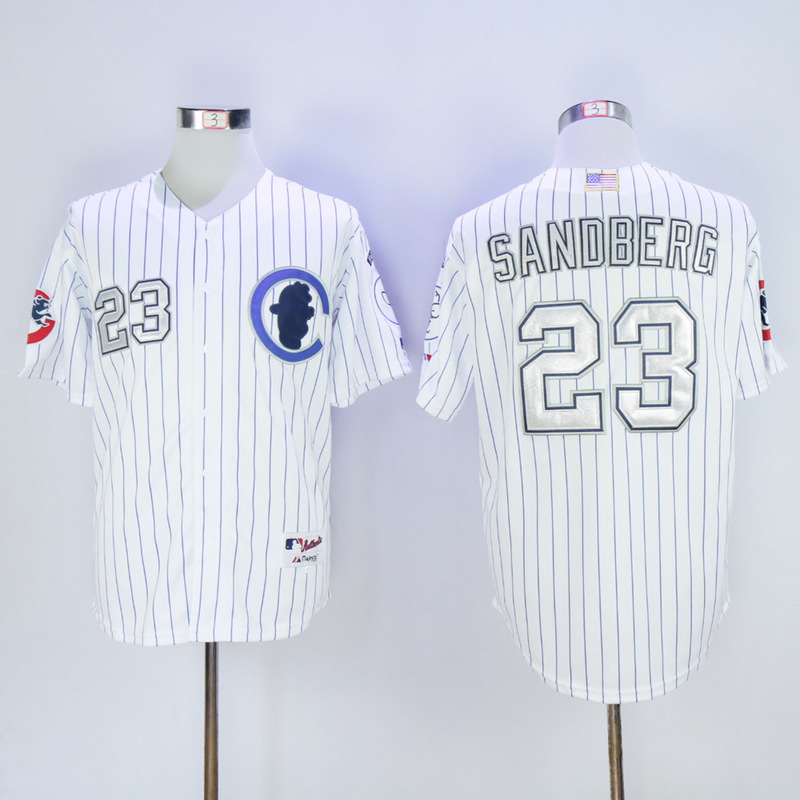 Men Chicago Cubs #23 Sandberg White Throwback MLB Jerseys1->chicago cubs->MLB Jersey